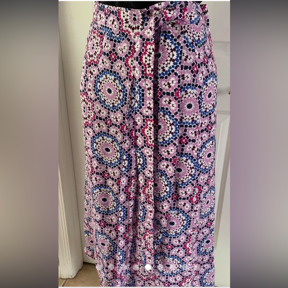 NWOT LOFT VERY Pretty Mosaic Linen/Viscose Wrap Skirt